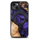 Wood and Resin Case for iPhone 14 MagSafe Bewood Unique Violet - Purple and Black, Bewood