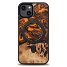 Wood and Resin Case for iPhone 14 MagSafe Bewood Unique Orange - Orange and Black, Bewood