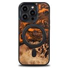 Wood and Resin Case for iPhone 14 Pro MagSafe Bewood Unique Orange - Orange and Black, Bewood