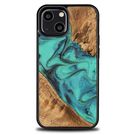 Wood and Resin Case for iPhone 13 Mini Bewood Unique Turquoise - Turquoise Black, Bewood
