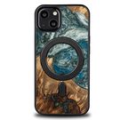 Wood and Resin Case for iPhone 13 MagSafe Bewood Unique Planet Earth - Blue-Green, Bewood