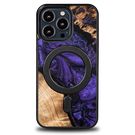 Wood and Resin Case for iPhone 13 Pro MagSafe Bewood Unique Violet - Purple and Black, Bewood