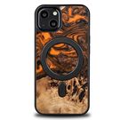 Wood and Resin Case for iPhone 13 MagSafe Bewood Unique Orange - Orange and Black, Bewood