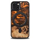 Wood and Resin Case for iPhone 13 Mini MagSafe Bewood Unique Orange - Orange and Black, Bewood