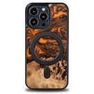 Wood and Resin Case for iPhone 13 Pro MagSafe Bewood Unique Orange - Orange and Black, Bewood