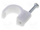 Holder; white; on round cable; 100pcs; with a nail; Ø: 9mm Goobay