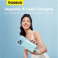 Baseus Magnetic Mini MagSafe 10000mAh 20W powerbank with built-in Lightning cable - blue + Baseus Simple Series USB-C - USB-C 60W 0.3m cable, Baseus