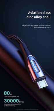 Joyroom Sharp Series S-M411 USB-A / micro USB 3A 2m Cable with Charging Indicator - Black, Joyroom