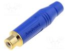Plug; RCA; female; straight; soldering; blue; gold-plated; 3÷7mm AMPHENOL