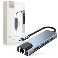 HUB Tech-Protect V3 5in1 USB-C - USB-A 3.0 / USB-A 2.0 / USB-C / HDMI / RJ45 - gray, Tech-Protect