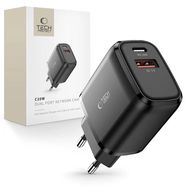 Tech-Protect C20W Charger USB-C PD 20W / USB-A QC 3.0 - Black, Tech-Protect