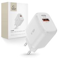 Tech-Protect C20W charger USB-C PD 20W / USB-A QC 3.0 - white, Tech-Protect