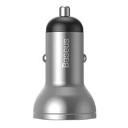 Baseus Car Charger with display, 2x USB, 4,8A, 24W (silver), baseus