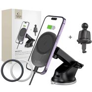 Tech-Protect MM15W-V1 Car Phone Holder with MagSafe 15W Wireless Charger for Cockpit/Air Vent - Black, Tech-Protect