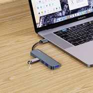 HUB Tech-Protect V0 5in1 USB-A - USB-A 3.0 / 3x USB-A 2.0 / USB-C - gray, Tech-Protect