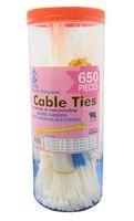CABLE TIE KIT, ASSORTED, 650PC, NYLON6/6