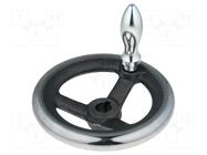 Knob; cast iron; Ømount.hole: 14mm; Øout: 125mm; with handle ELESA+GANTER