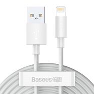 Baseus Simple Wisdom Data Cable Kit USB to Lightning 2.4A (2PCS/Set）1.5m White, baseus