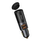 Baseus Share Together Fast Charge Car Charger with Cigarette Lighter Expansion Port, 2x USB, 120W (Gray), Baseus