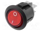 ROCKER; DPST; Pos: 2; ON-OFF; 10A/250VAC; red; neon lamp; 230V; 50mΩ SCI