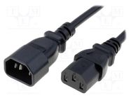 Cable; 3x1mm2; IEC C13 female,IEC C14 male; PVC; 1.8m; black; 10A LIAN DUNG