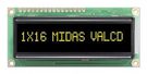 LCD, ALPHA-NUM, 16 X 1, YELLOW-GREEN