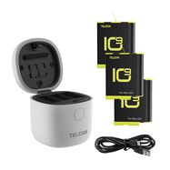 3-slot waterproof charger Telesin Allin box for GoPro Hero 9 / Hero 10 / Hero 11 / Hero 12 + 3 batteries (GP-BTR-906-GY-B), Telesin