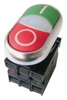 PUSHBUTTON SWITCH, SPST-NO/NC, GREEN/RED
