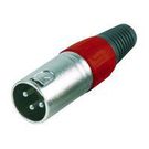 3 Pin XLR Plug with Strain Relief - Red
