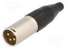 Plug; XLR; male; PIN: 3; straight; for cable; soldering; gold-plated AMPHENOL