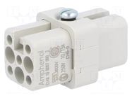 Connector: HDC; contact insert; female; 16A; 400V; PIN: 8; 7+PE AMPHENOL
