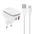 Wall charger  LDNIO A2425C USB, USB-C + USB-C cable, LDNIO