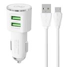 LDNIO DL-C29 car charger, 2x USB, 3.4A + Micro USB cable (white), LDNIO