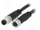 Cable: for sensors/automation; M8-M8; male; female; PIN: 4; plug HARTING