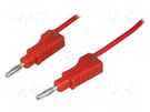 Test lead; 70VDC; 33VAC; 20A; banana plug 4mm,both sides; red ELECTRO-PJP