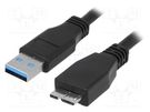 Cable; USB 3.0; USB A plug,USB B micro plug; nickel plated; 2m LOGILINK