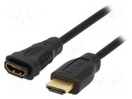 Cable; HDMI socket,HDMI plug; HDMI 1.4; 1m; black LOGILINK