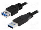 Cable; USB 3.0; USB A socket,USB A plug; nickel plated; 2m; black LOGILINK