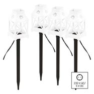 LED decoration – stake lanterns, white, outdoor and indoor, cool white, EMOS