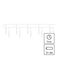 LED Christmas garland – 10x icicle, 1.35 m, 2x AA, indoor, cool white, timer, EMOS