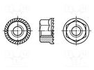 Nut; with flange; hexagonal; M4; 0.7; steel; Plating: zinc; H: 4.65mm BOSSARD