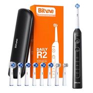 Rotary toothbrush with tips set and travel case Bitvae R2 (black), Bitvae