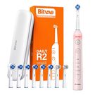 Rotary  toothbrush with tips set and travel case Bitvae R2 (pink), Bitvae