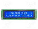 Display: LCD; alphanumeric; STN Negative; 20x2; blue; 190x54mm; LED DISPLAY VISIONS
