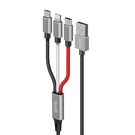 3-in-1 USB to Lightning / USB-C / Micro USB cable Budi 2.4A, 1m, braided (black), Budi