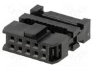 Plug; IDC; female; PIN: 10; with cable clamp; IDC; for ribbon cable CONNFLY