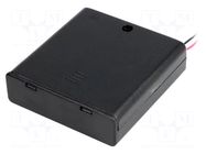 Holder; AA,R6; Batt.no: 4; cables; 150mm; black; with switch COMF