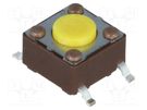 Microswitch TACT; SPST-NO; Pos: 2; 0.05A/12VDC; SMT; none; 5.2N DIPTRONICS