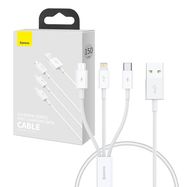 Quick Charge USB to M+L+C  Baseus Superior Data 3.5A 0,5m (White), baseus