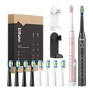 Sonic toothbrushes with tips set and 2 toothbrush holders Bitvae D2+D2 (pink and black), Bitvae